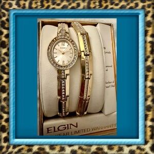👑✅PRICE FIRM✅ ELGIN Gold Watch and Bracelet Combo